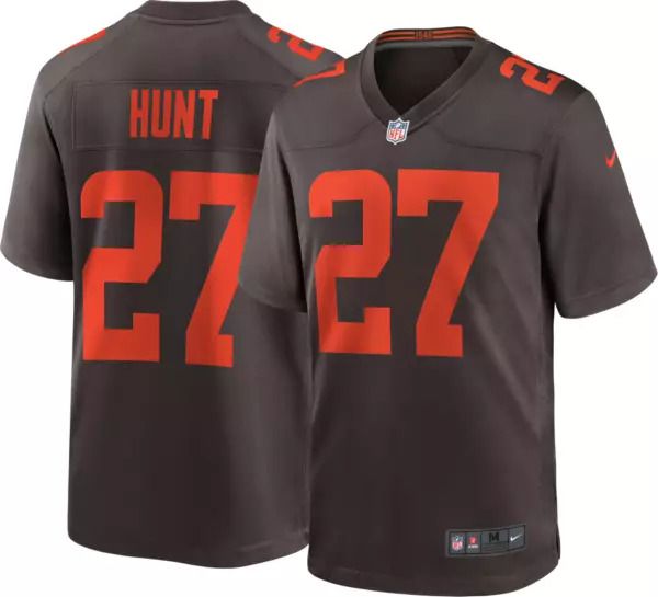 Men Cleveland Browns 27 Kareem Hunt Nike Brown Alternate Game NFL Jersey